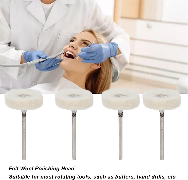 woobles Polishing Wheel, 10pcs Dental Polishing Buffing Head, Felt Wool Head Stainless Steel Mandrel Wheel Grinding Head, Suitable for Pneumatic and Electric Rotary Grinders - Image 2